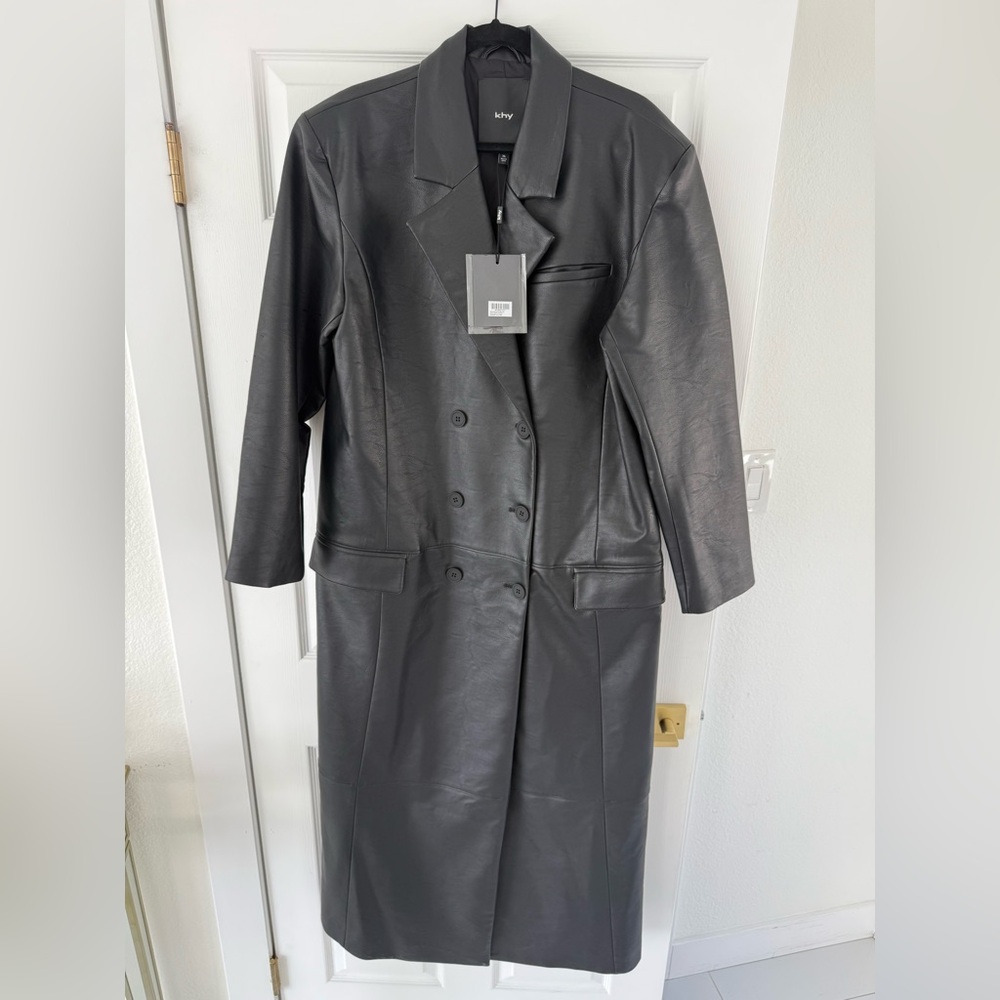 BRAND NEW! Kylie Jenner KHY Black Faux Leather Coat